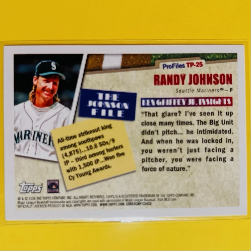 2026 Topps Series Ken Griffey Jr. Profiles Randy Johnson Seattle‎ Mariners TP-25